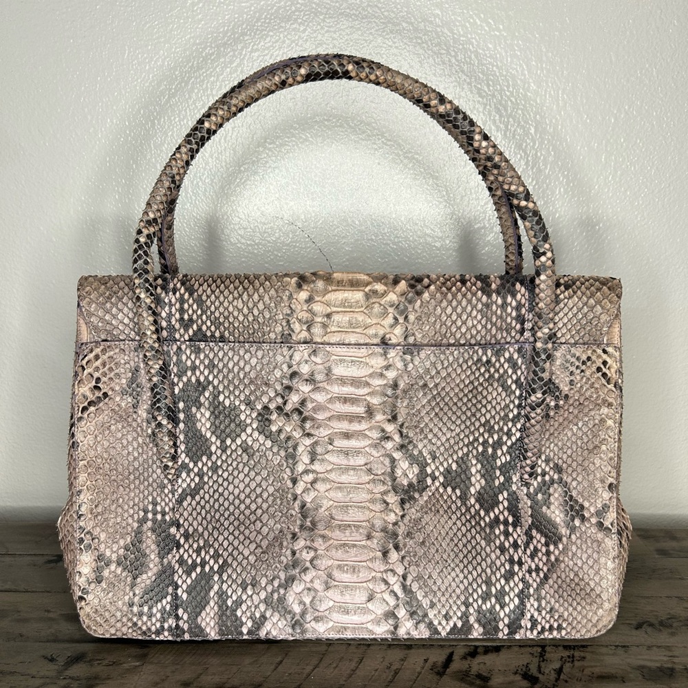 Nancy Gonzalez Tan Satchel with Exotic Python Snakeskin, great condition!